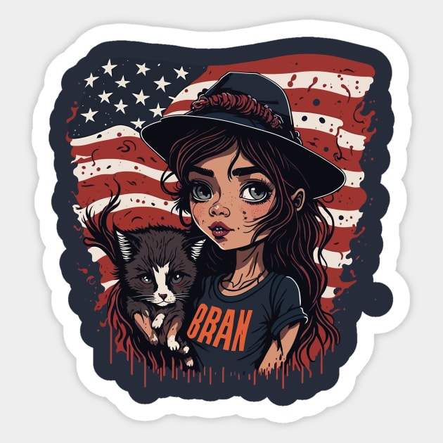 Patriotic Cat Mother Sticker by By_Russso